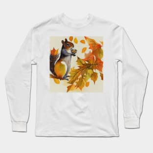 Autumn Leaves, squirrel Long Sleeve T-Shirt